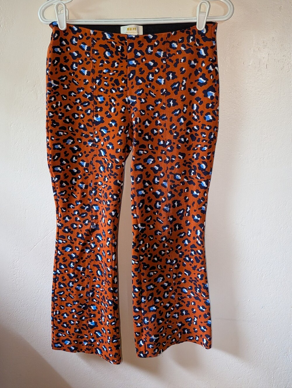 Maeve Orange Leopard Jacquard Knit Pants with Blue Accents Size XSP